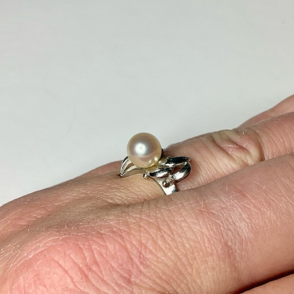 Vintage Tasaki Sterling Silver Japanese Pearl Ring SZ 6.5 - Picture 7 of 8